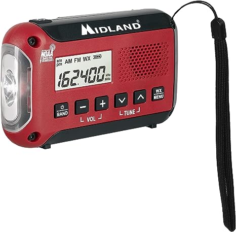 Red and black midland weather radio